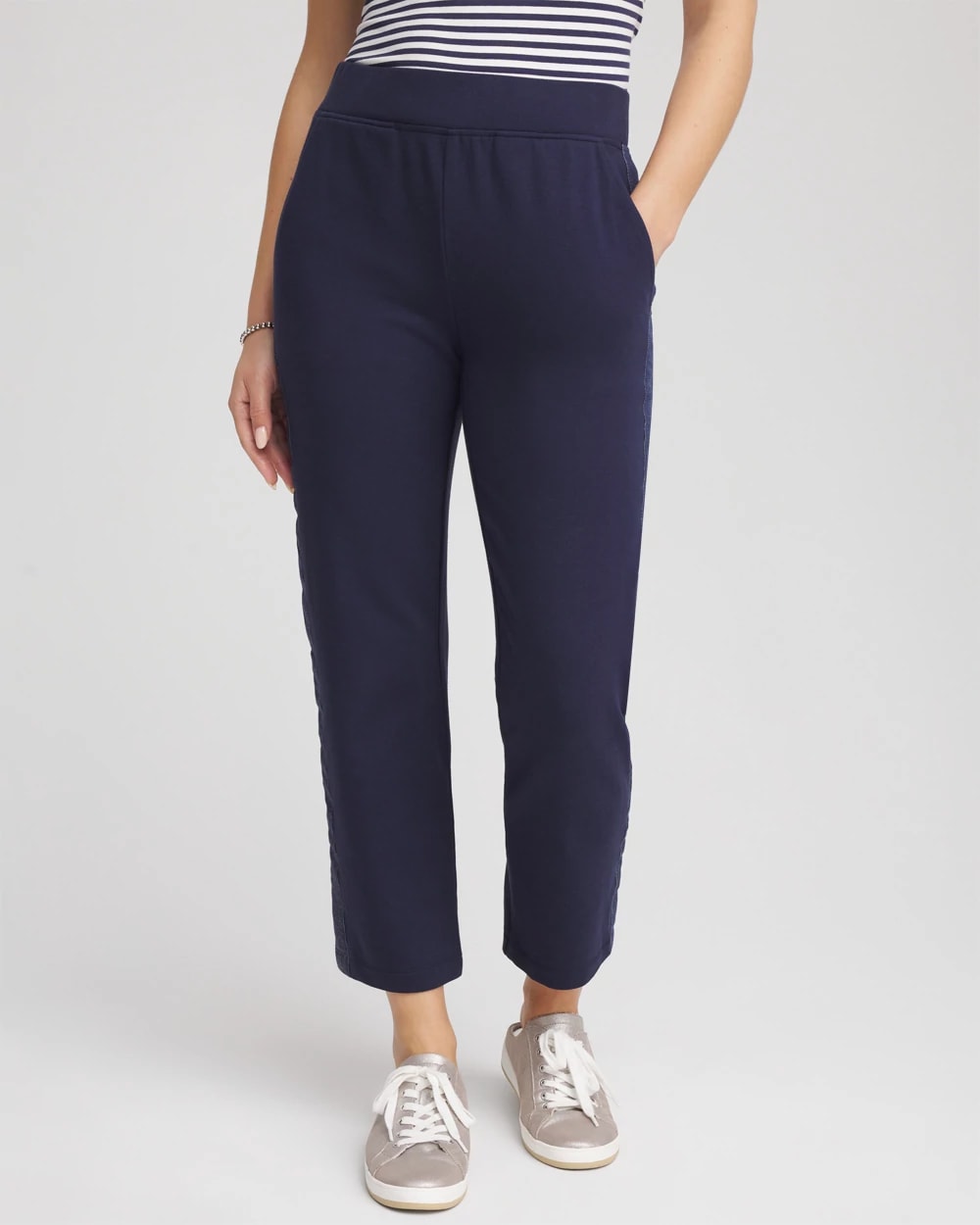 Zenergy® French Terry & Chambray Tapered Pants | Chico's Zenergy® French Terry & Chambray Tapered Pants | Chico's